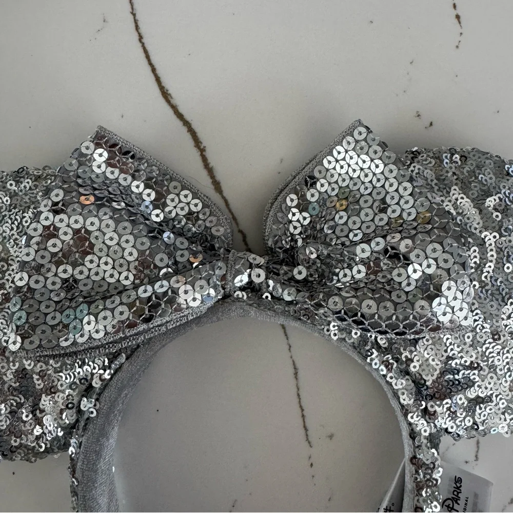 Disney Parks Silver Sequin Minnie Ears Headband - Picture 4 of 4